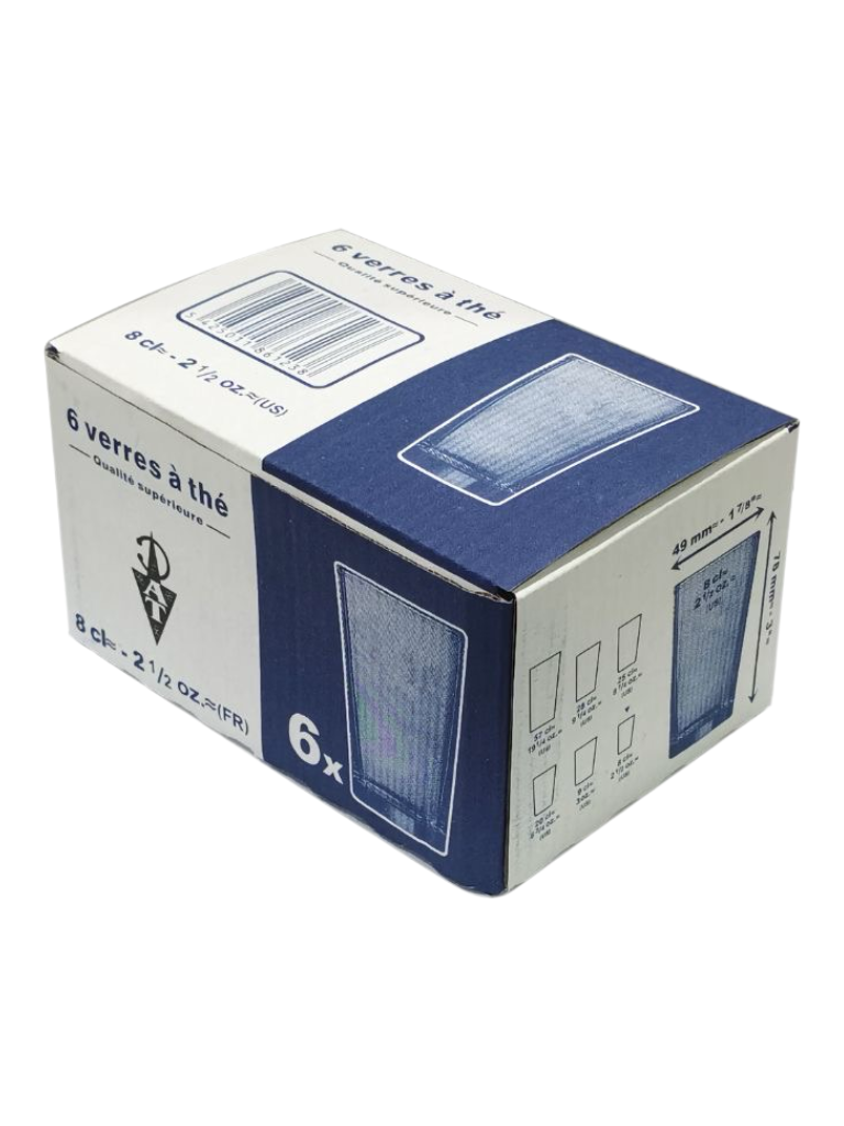 Bicchierini hayati scatola da 6 pz in vetro resistente alti 76mm larghi 49mm