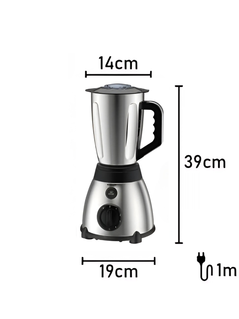 Frullatore Mixer 2 in 1 In Acciaio Inox Schleizer Caraffa da 1.5L Robusto e Multifunzione