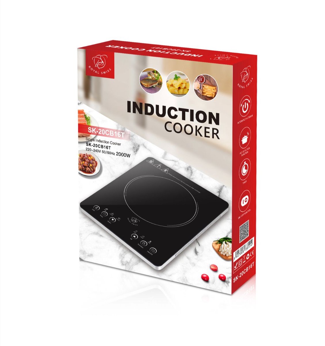 Royal Swiss Pan Set ® Piano Cottura ad Induzione - Piastra a 10 Livelli di Potenza - 2000W