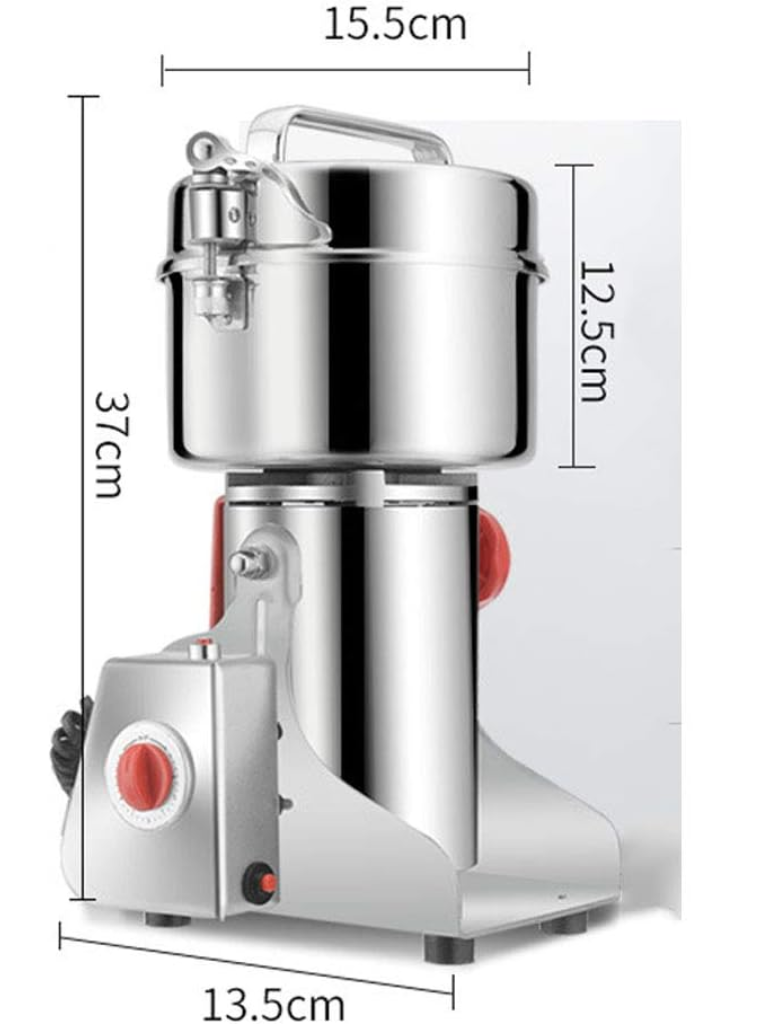 Mulino Di Grano Elettrico da 1 kg, Macchina Per La Frantumazione Ultrafini in Polvere De Moulin D'acciaio Inossidabile Tipo Elettrico Swing Per Semi Dadi Fagioli Erbe Wheat Grain,110V