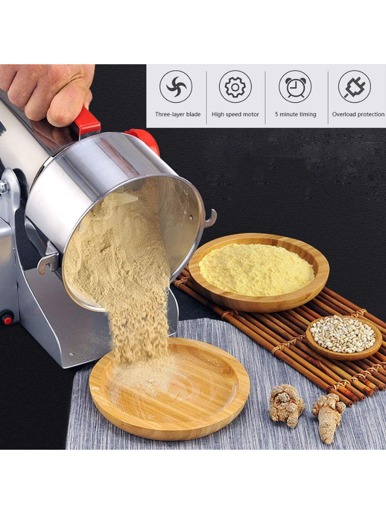 Mulino Di Grano Elettrico da 1 kg, Macchina Per La Frantumazione Ultrafini in Polvere De Moulin D'acciaio Inossidabile Tipo Elettrico Swing Per Semi Dadi Fagioli Erbe Wheat Grain,110V
