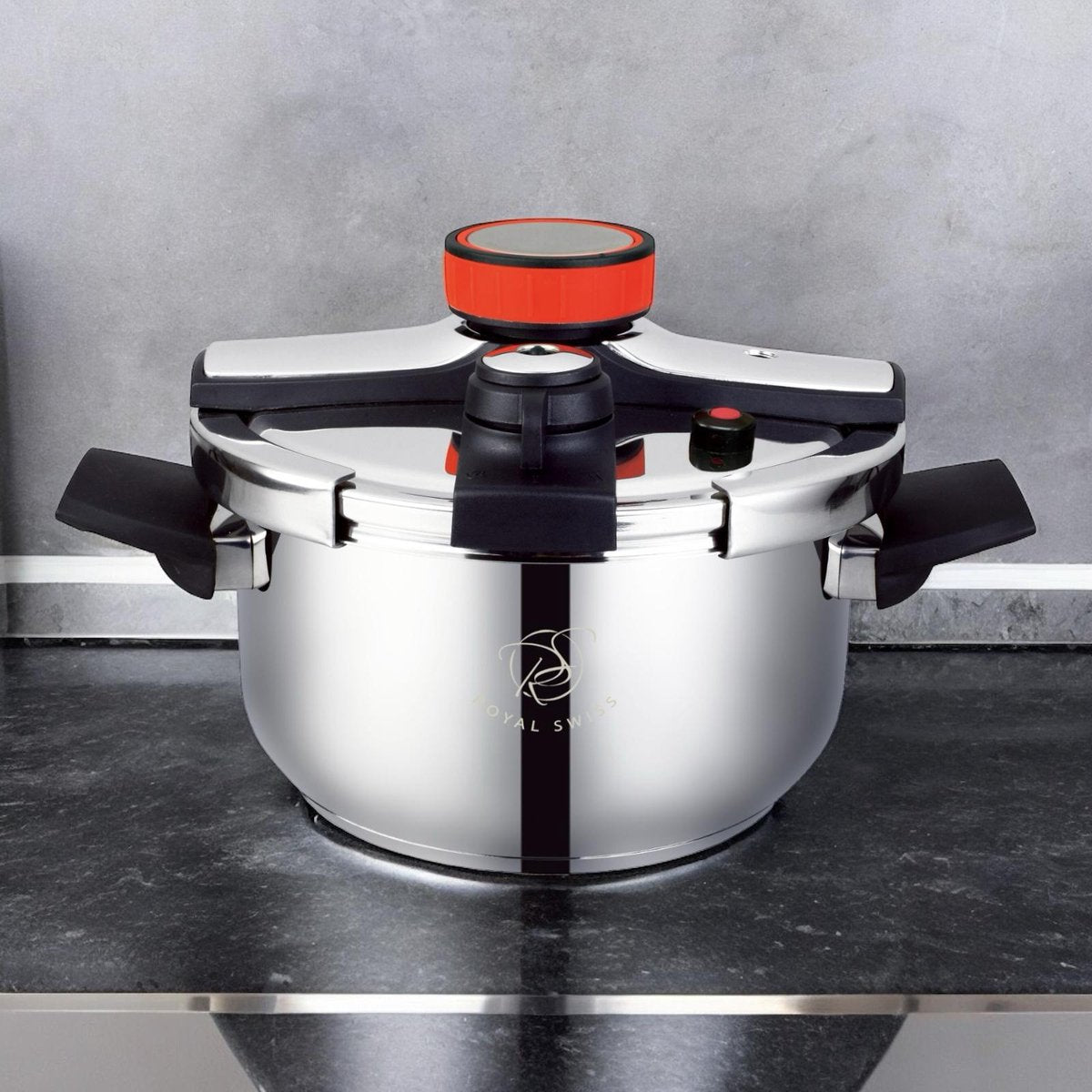 Royal Swiss Cocotte ® Pentola a pressione in acciaio inossidabile - Apertura automatica moderna - Capacità 6L 10L - Qualità Premium Cottura Facile e Veloce