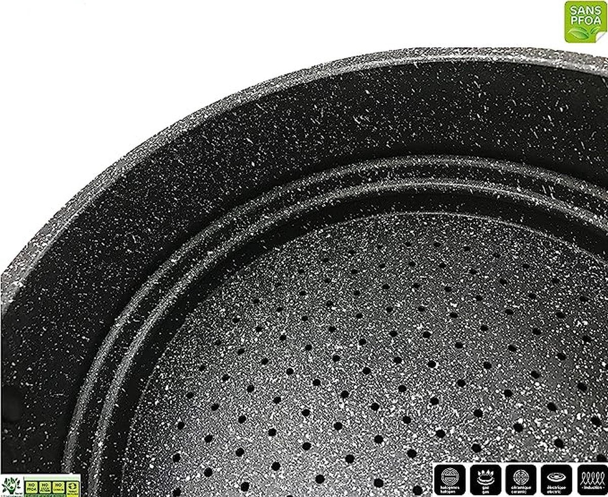 Couscoussiera Pentola per Cous Cous Cuscus Vaporiera a Induzione 6L 12L Antiaderente Nera