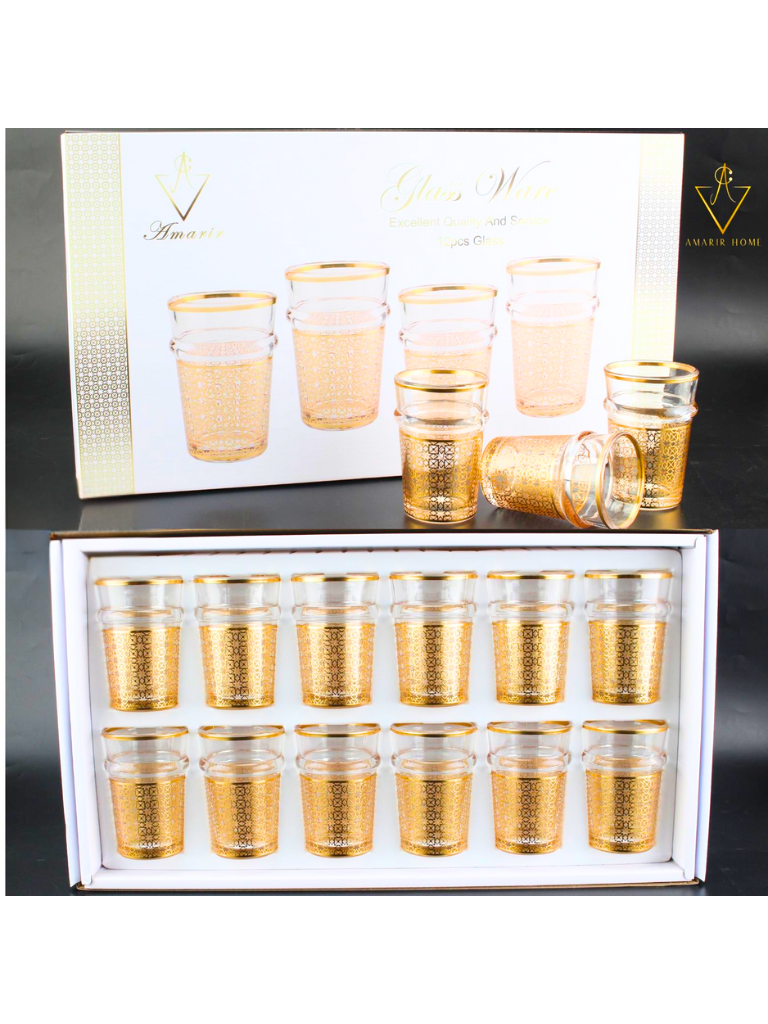 Set bicchieri da thè con desing arabo in oro