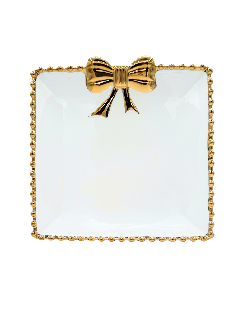 Piatto in ceramica Tous grande bianco Cornice Dorata Porcellana Moderno Da Servizio
