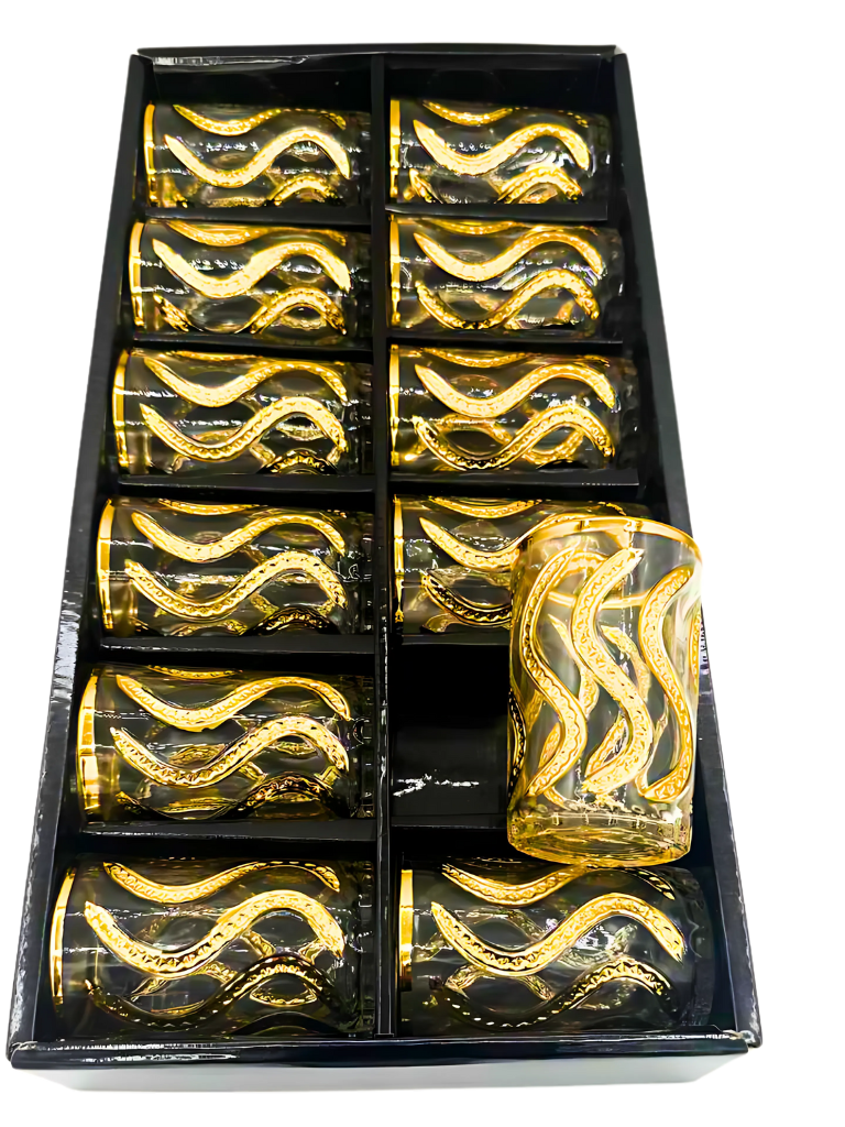 Set bicchieri da thè con desing arabo in oro
