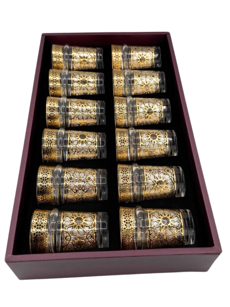Set bicchieri da thè con desing arabo in oro