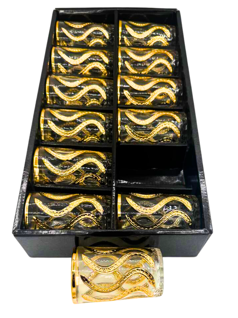 Set bicchieri da thè con desing arabo in oro