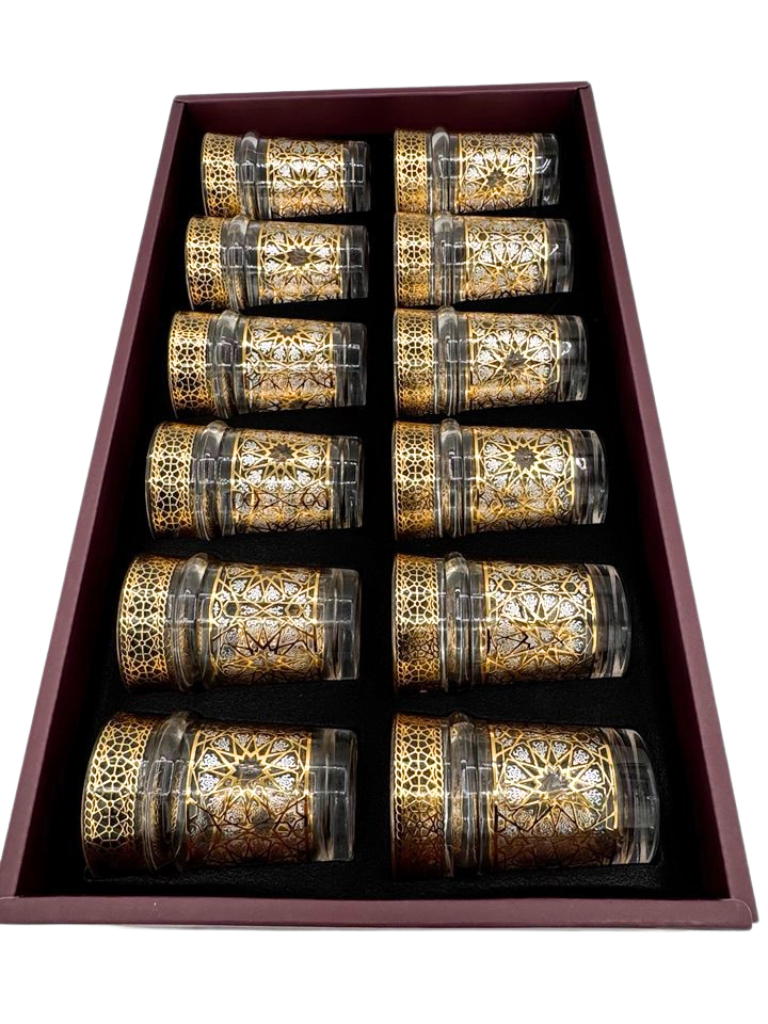 Set bicchieri da thè con desing arabo in oro
