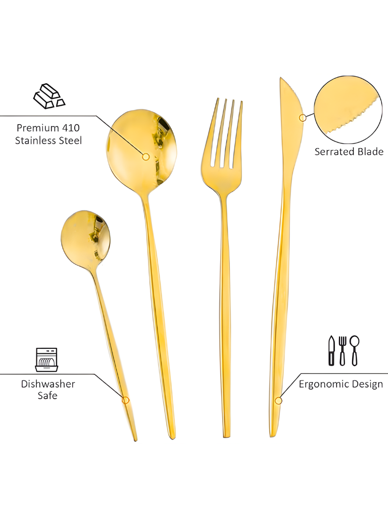 Set posate 36 pezzi in acciao ionox dorati