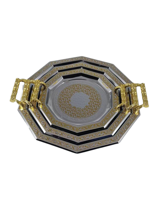 Vassoi Siniya Set Da 3 Pezzi Oro 48/41/31 Cm Da Servizio