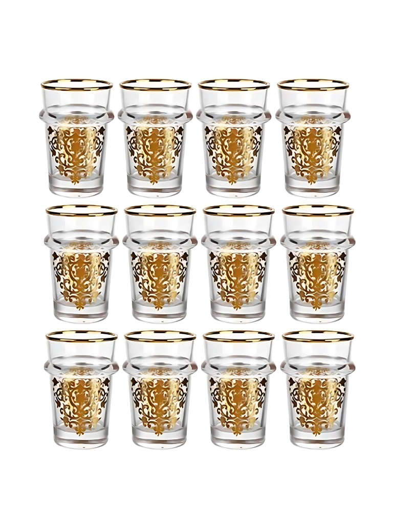 Set 12 bicchieri da servizio decorazione dorata oro the arabo te marocchino