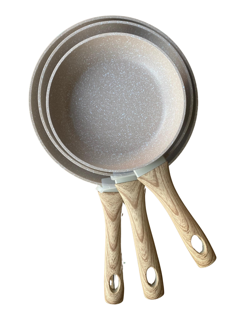 Set 3 Padelle In Alluminio rivestito Marmo antiaderente