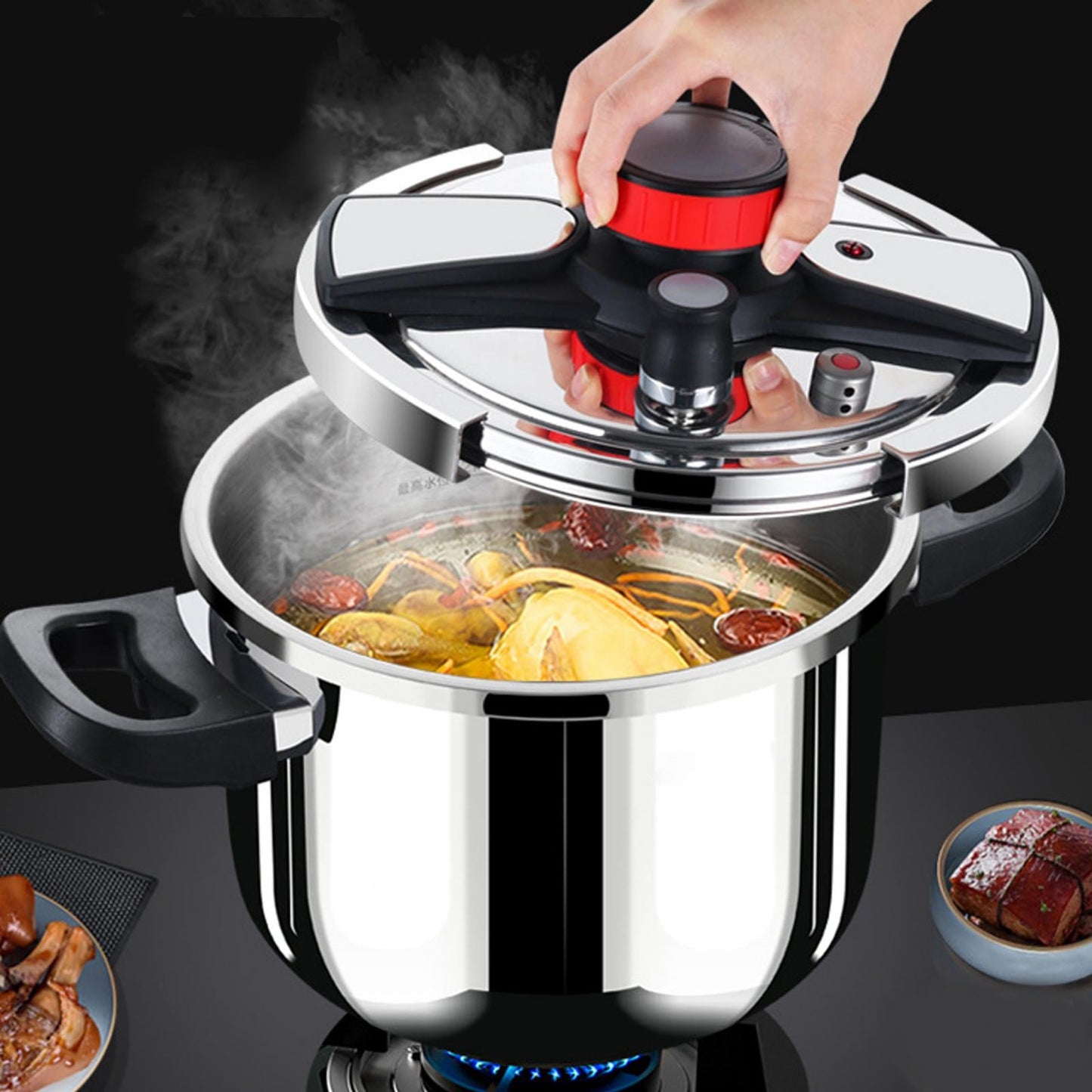 Royal Swiss Cocotte ® Pentola a pressione in acciaio inossidabile - Apertura automatica moderna - Capacità 6L 10L - Qualità Premium Cottura Facile e Veloce