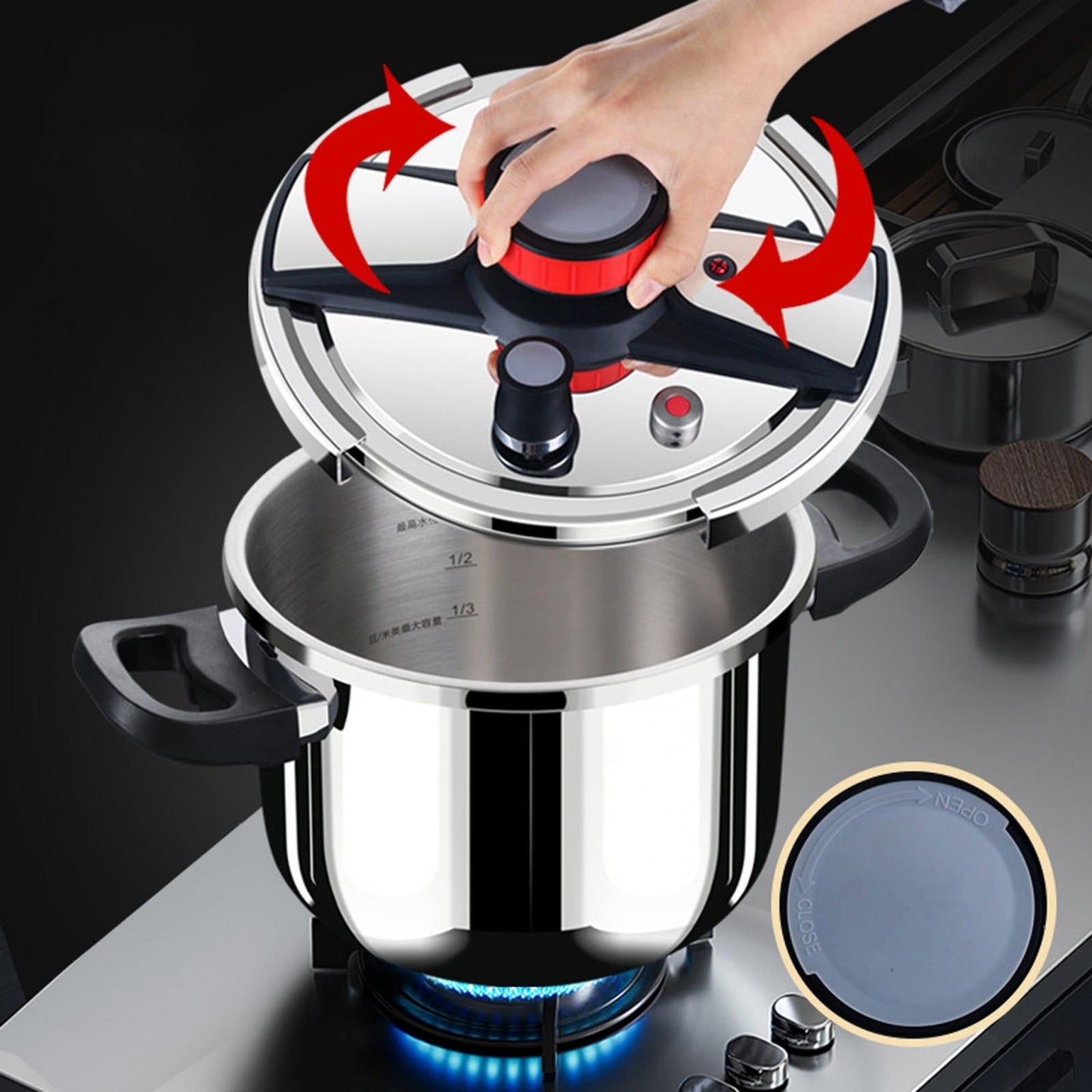 Royal Swiss Cocotte ® Pentola a pressione in acciaio inossidabile - Apertura automatica moderna - Capacità 6L 10L - Qualità Premium Cottura Facile e Veloce