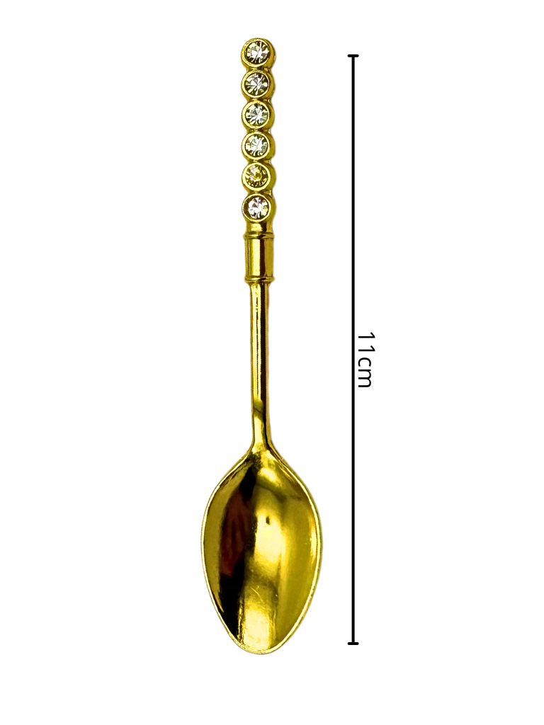 Set da 6 cucchiaini piccoli dorati mini oro con diamantini