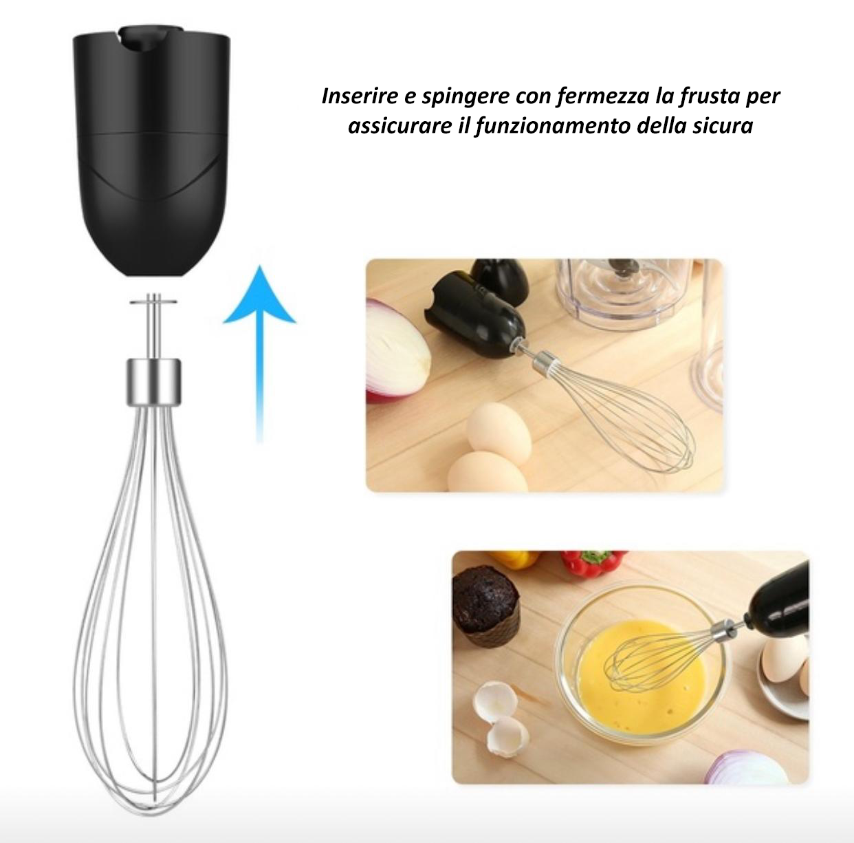 Royal Swiss Pan Set ® - Frullatore Ad Immersione 3 in 1 - Multiplo e Frusta - potente motore da 500 watt - 2 velocità - Frusta a immersione in acciaio inox rimovibile - contenitore di miscelazione di alta qualità da 650 ml