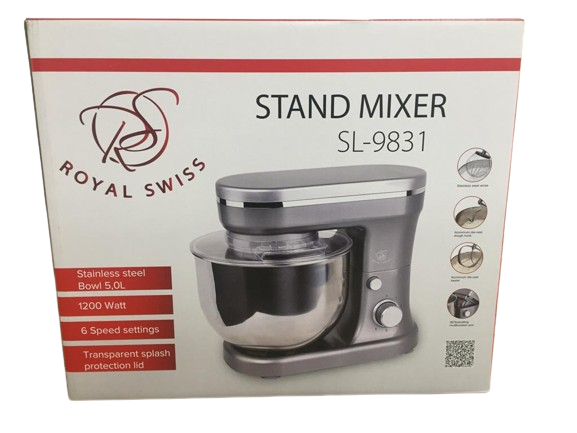Royal Swiss Robots ® SL-9831 - Robot da cucina - Impastatrice planetaria - 1200 W - 5,0 litri - Acciaio inossidabile - Argento
